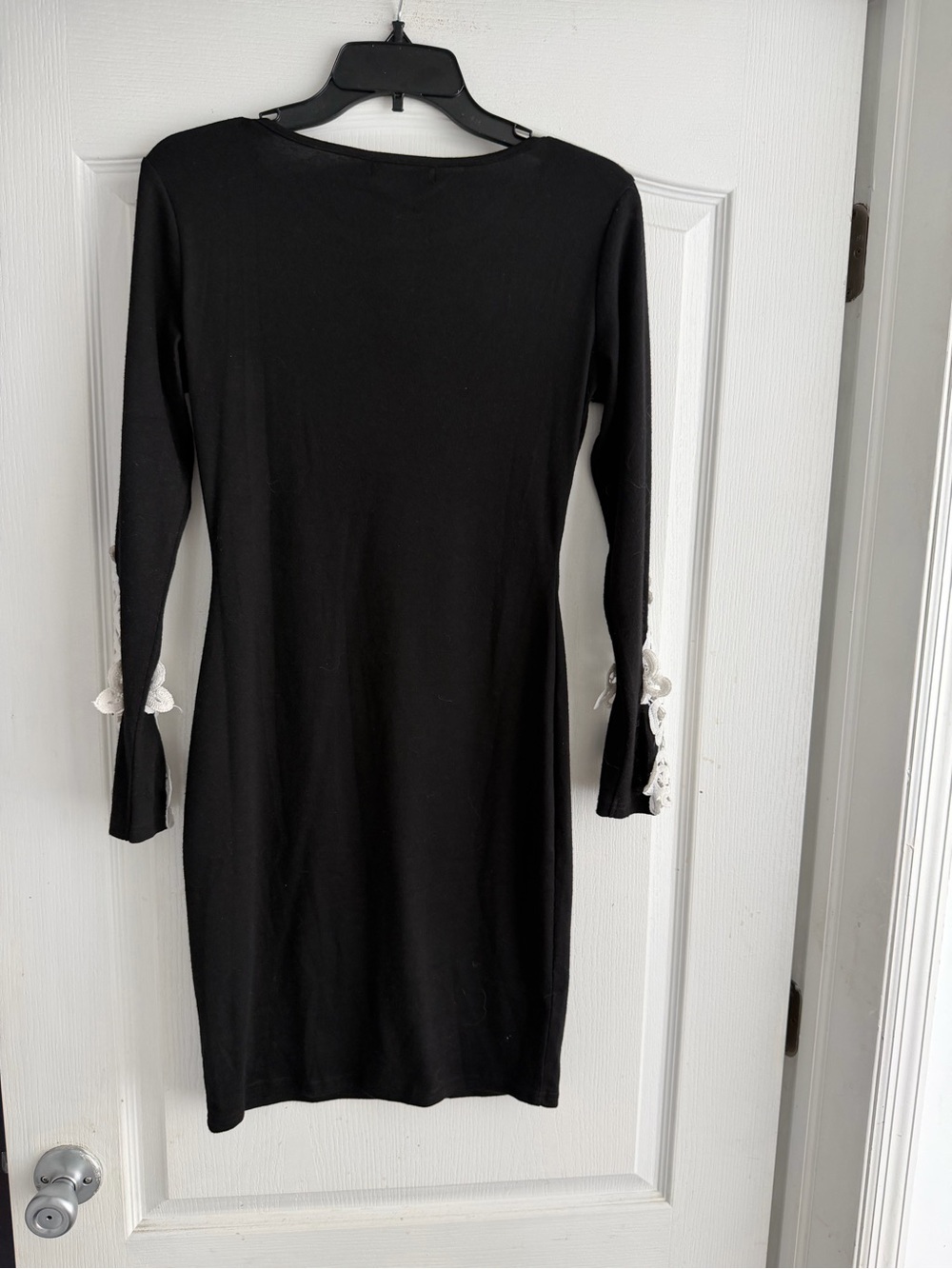 Berryou  Black Long Sleeve Dress with White Lace Sleeves - Picture 3 of 3